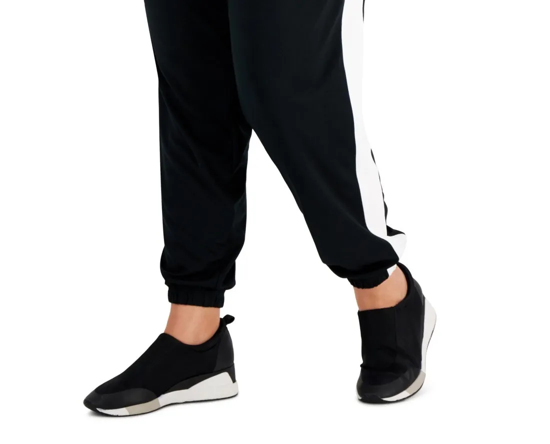 Id Ideology Women's Racing Stripe Joggers Black  Size 1X