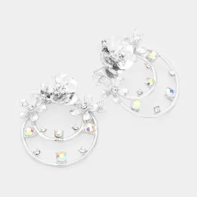 iLLASPARKZ Crystal Embellished Floral Brass Metal Round Dangle Earrings