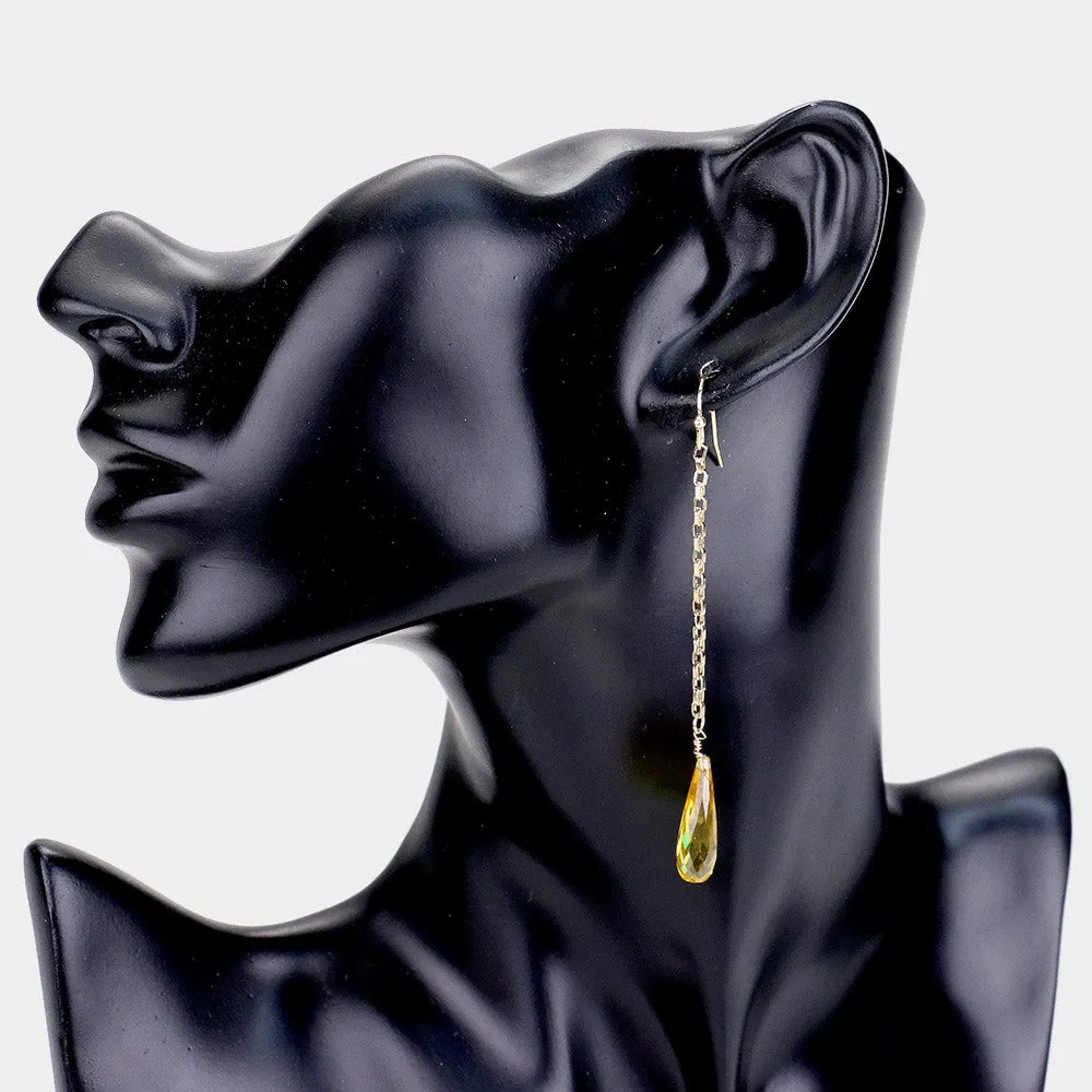 iLLASPARKZ Cubic Zirconia Teardrop Metal Chain Earrings