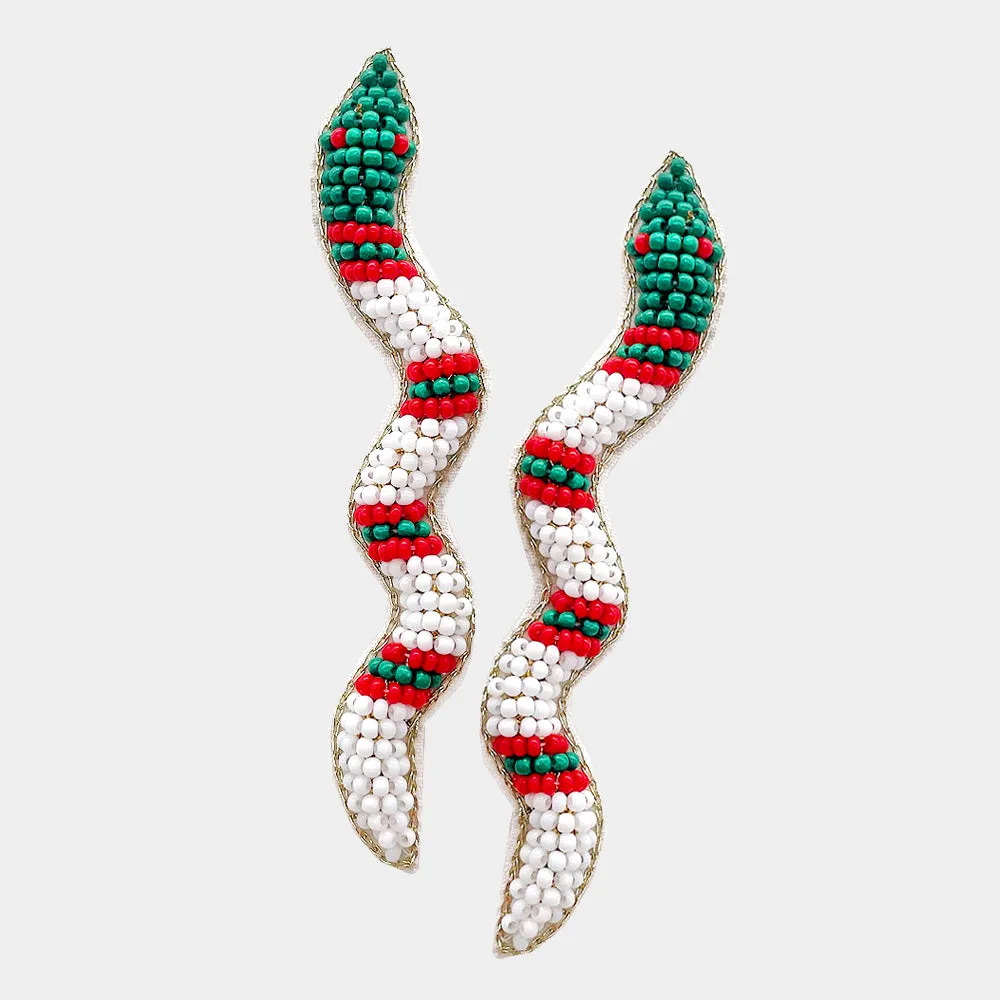 iLLASPARKZ Felt Back Seed Beaded Snake Earrings