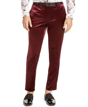 INC International Concepts Men's Flat Front Tapered Straight Fit Pants Red Size 36W