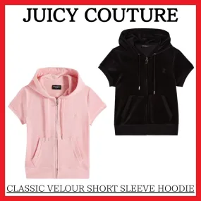 JUICY COUTURE  |Street Style Plain Short Sleeves Logo Cropped Tops