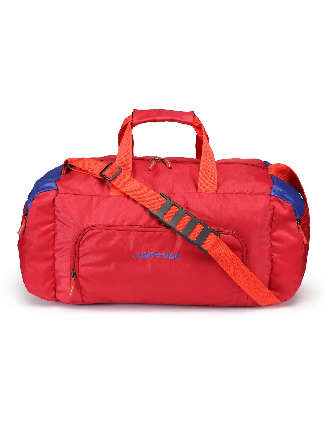 JUMP USA Unisex Red & Royal Blue Solid Hand Duffle Bag