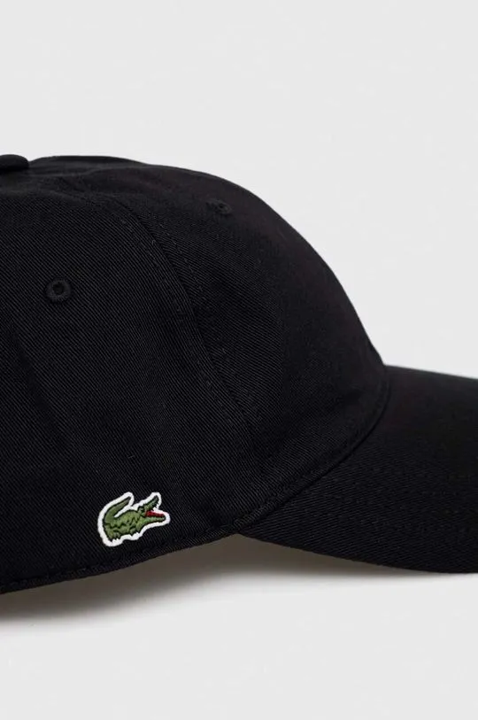 Lacoste cotton baseball cap black color smooth