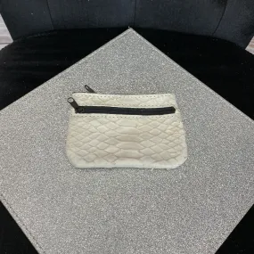 Leather Coin Purse - Croc Leather - Cream