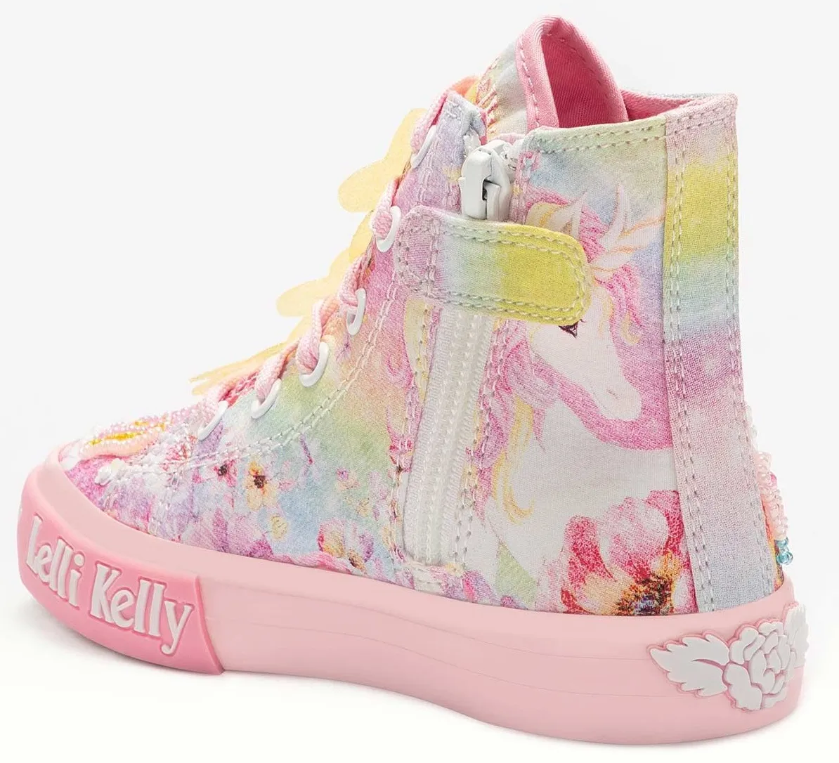 LELLI KELLY LK 1004 UNICORN CANVAS BOOTS HI-TOPS MULTICOLOURED