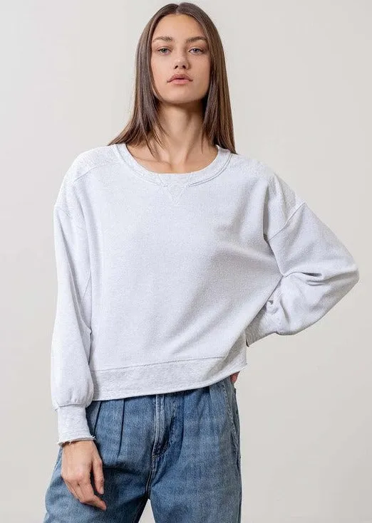 Light Gray Raw Edge Sweatshirt