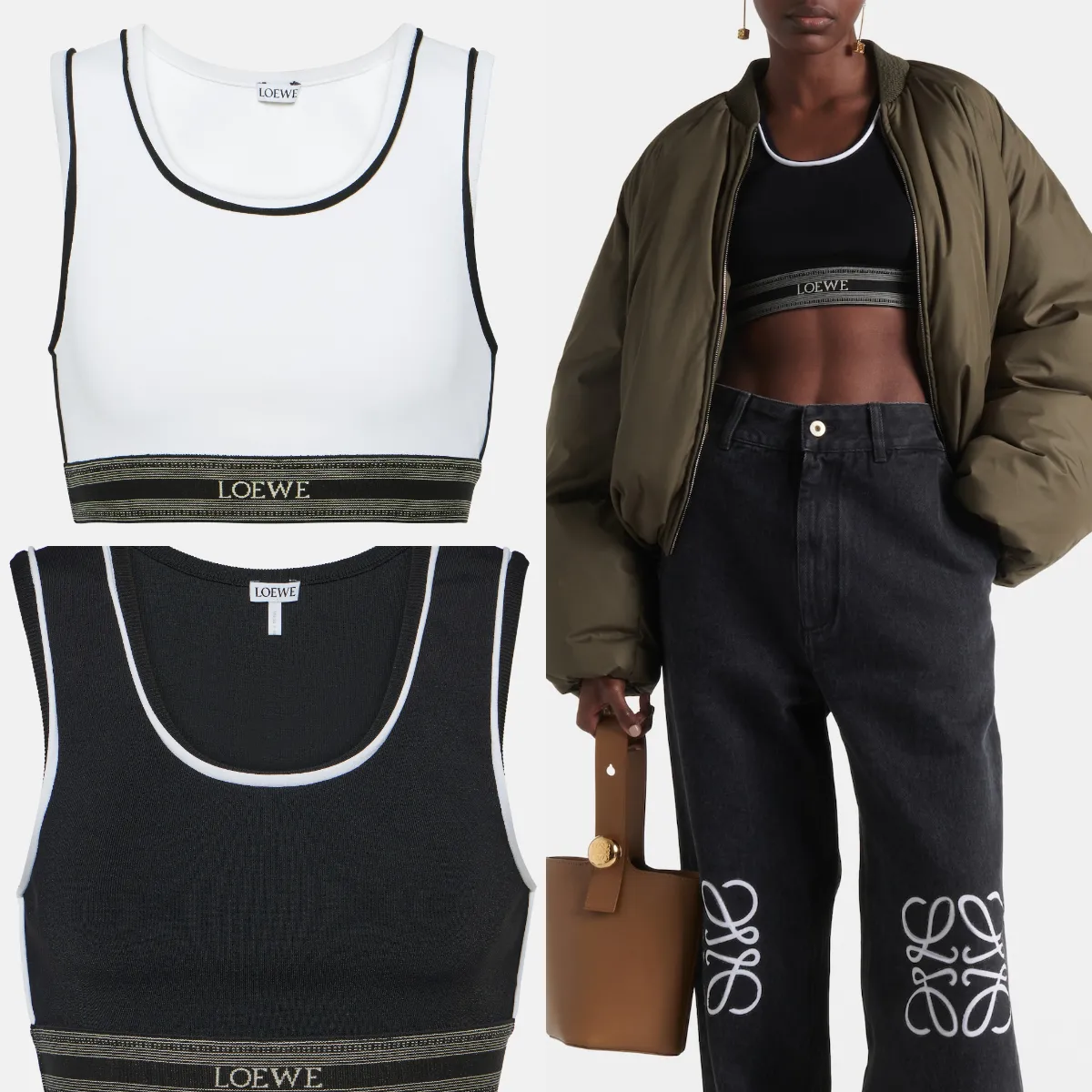 LOEWE  |Sleeveless Street Style U-Neck Plain Logo Cropped Tops