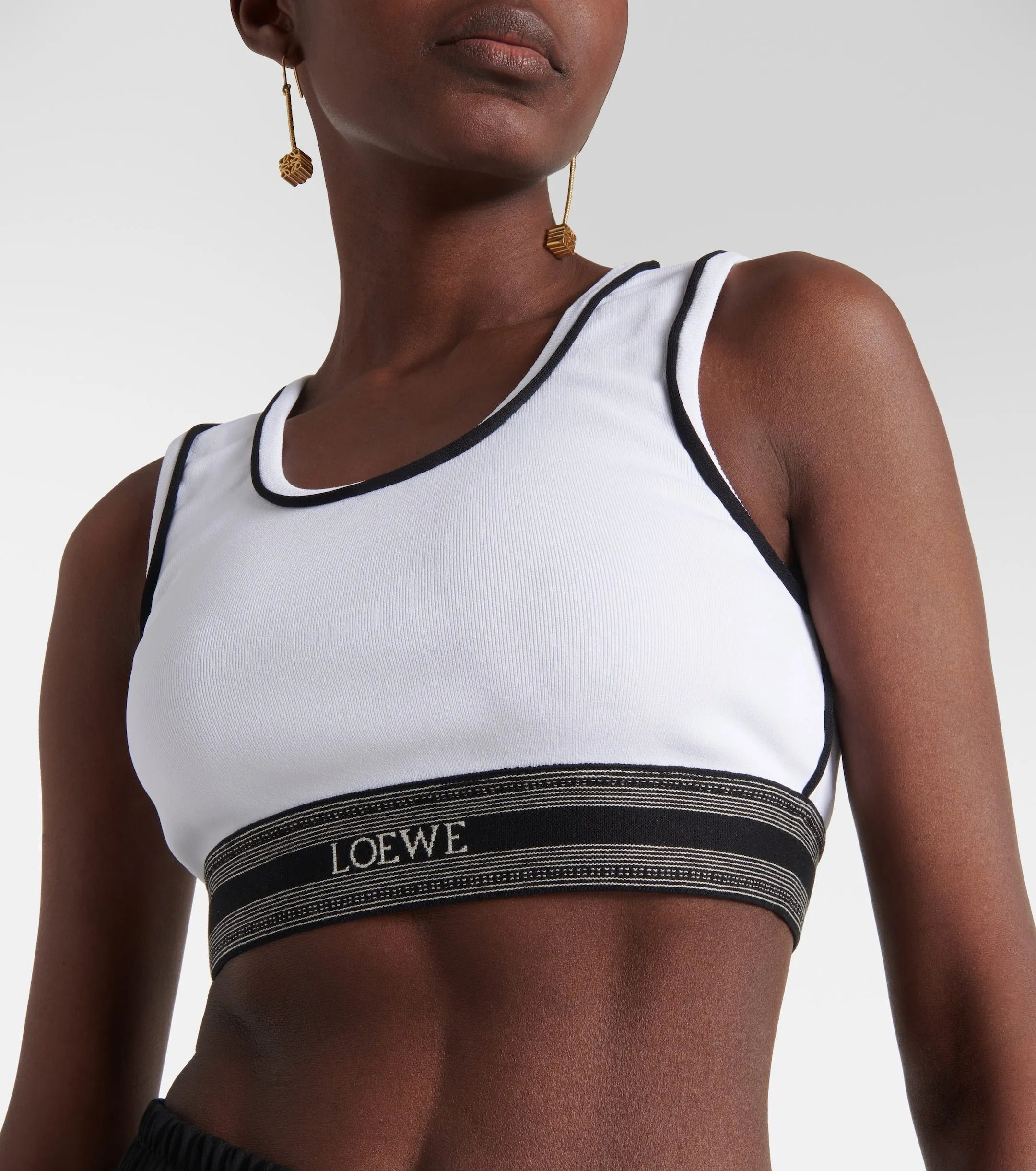 LOEWE  |Sleeveless Street Style U-Neck Plain Logo Cropped Tops