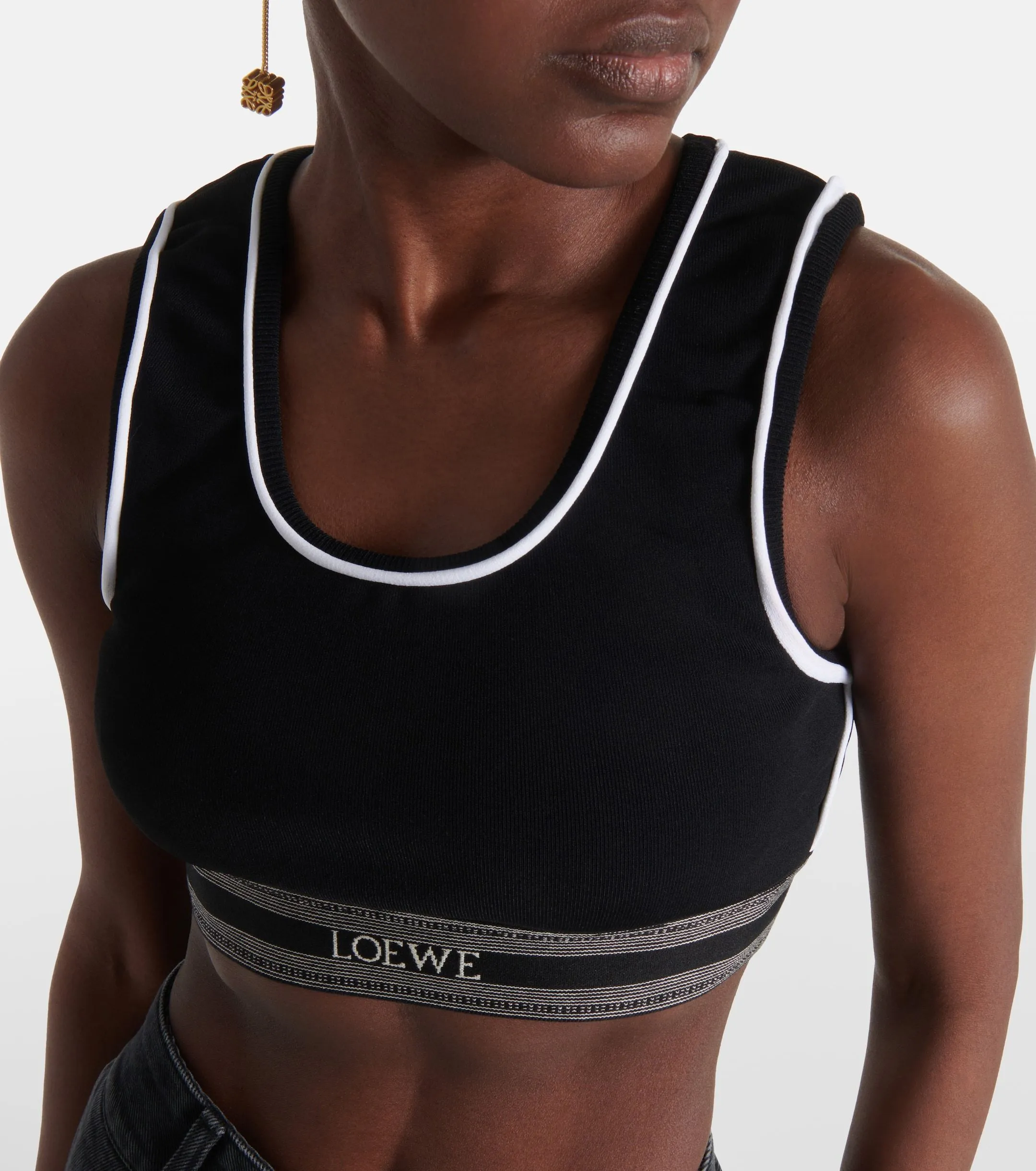 LOEWE  |Sleeveless Street Style U-Neck Plain Logo Cropped Tops