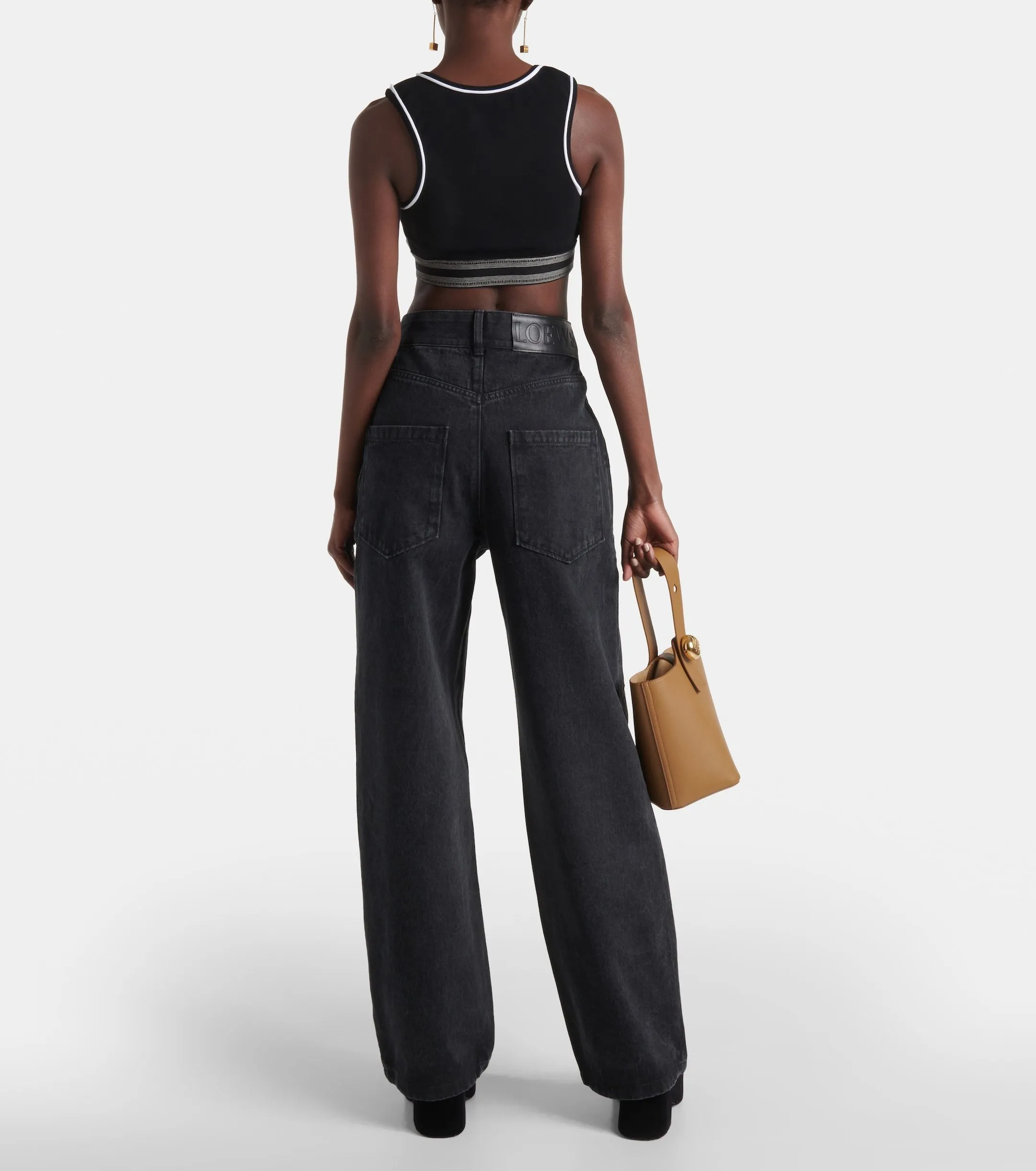 LOEWE  |Sleeveless Street Style U-Neck Plain Logo Cropped Tops