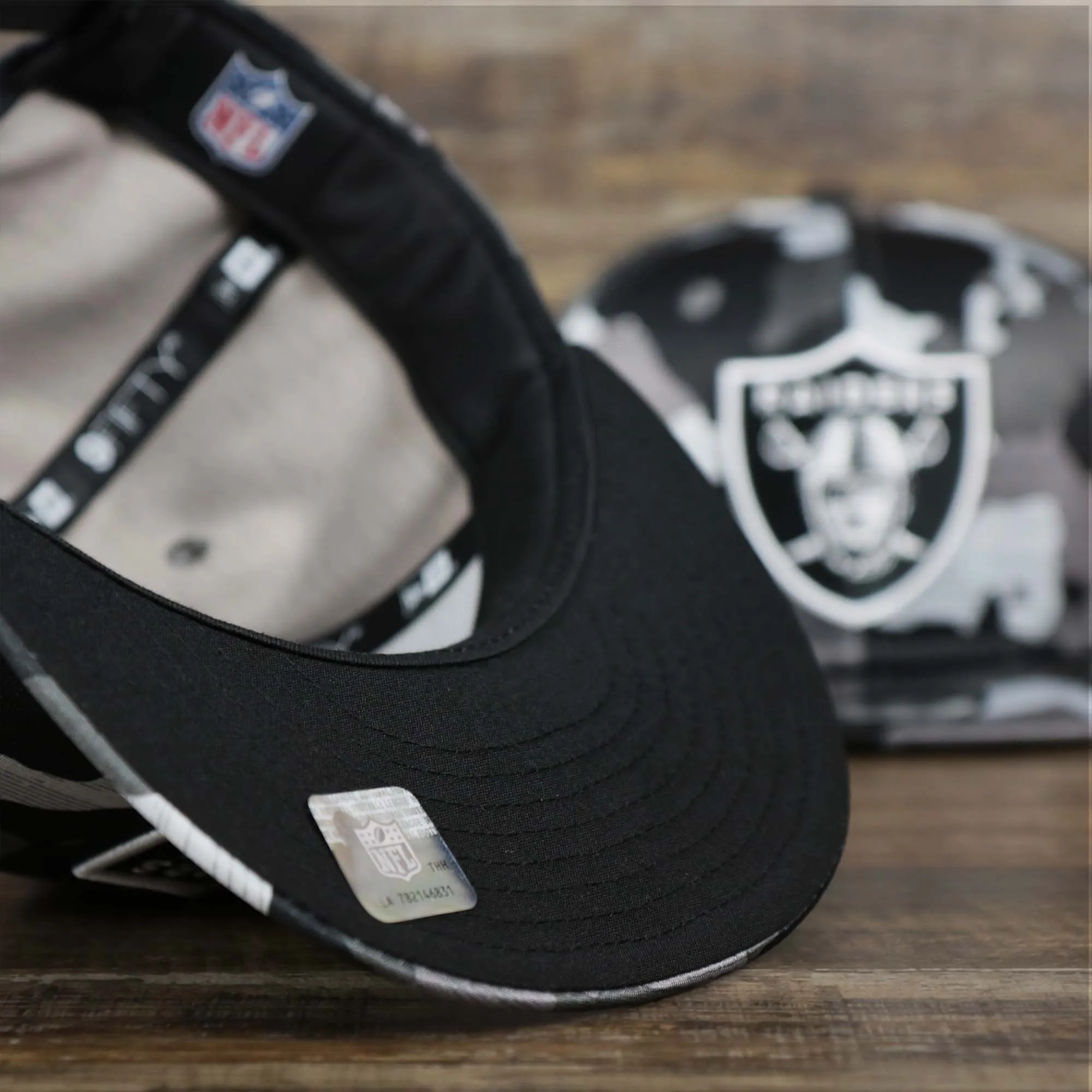 Los Angeles Raiders NFL OnField Summer Training 2022 Camo 9Fifty Snapback | Black Camo 9Fifty