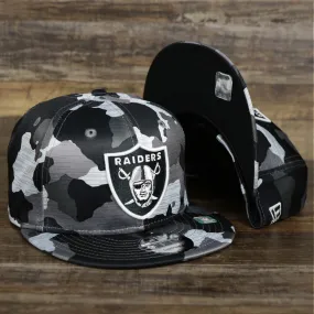 Los Angeles Raiders NFL OnField Summer Training 2022 Camo 9Fifty Snapback | Black Camo 9Fifty