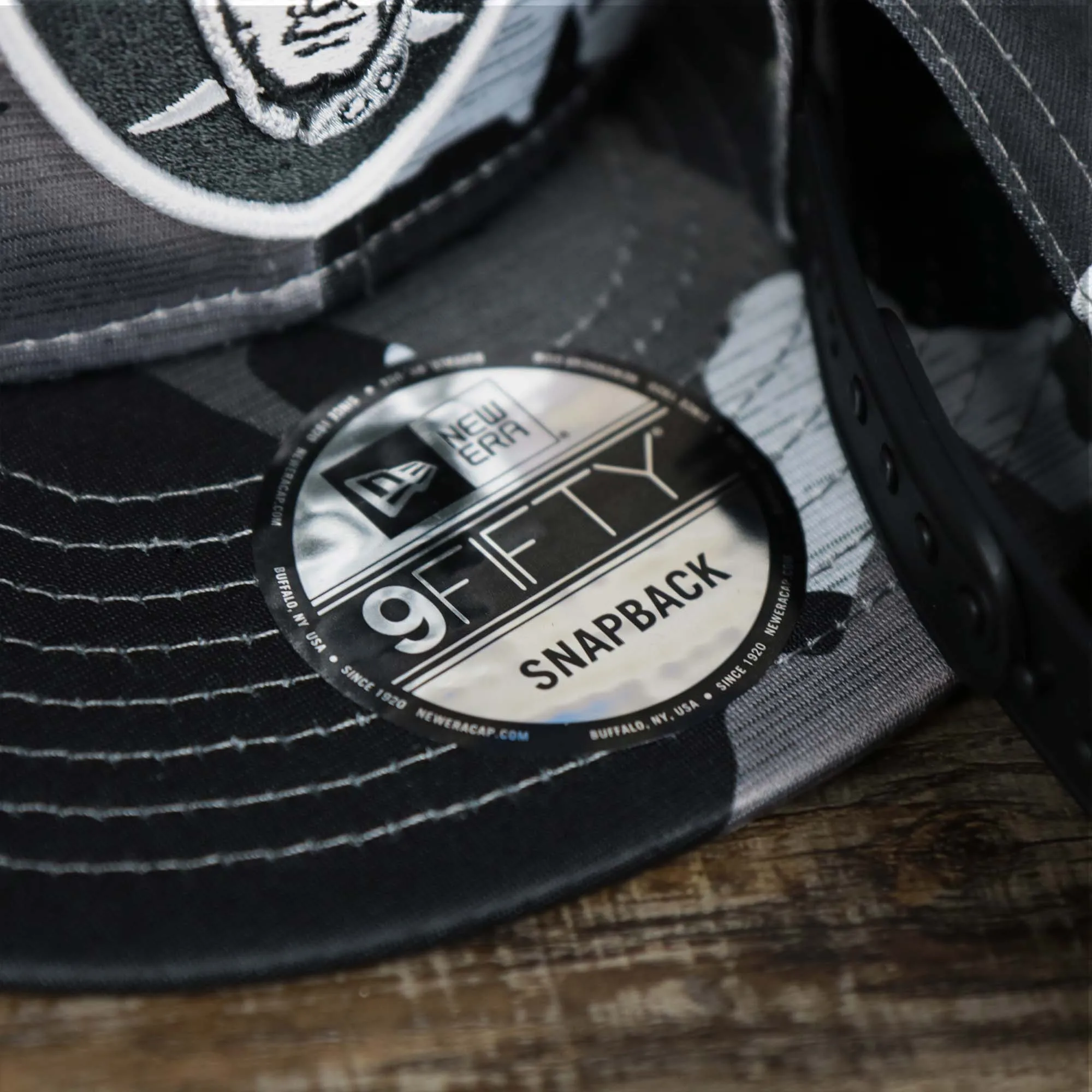 Los Angeles Raiders NFL OnField Summer Training 2022 Camo 9Fifty Snapback | Black Camo 9Fifty