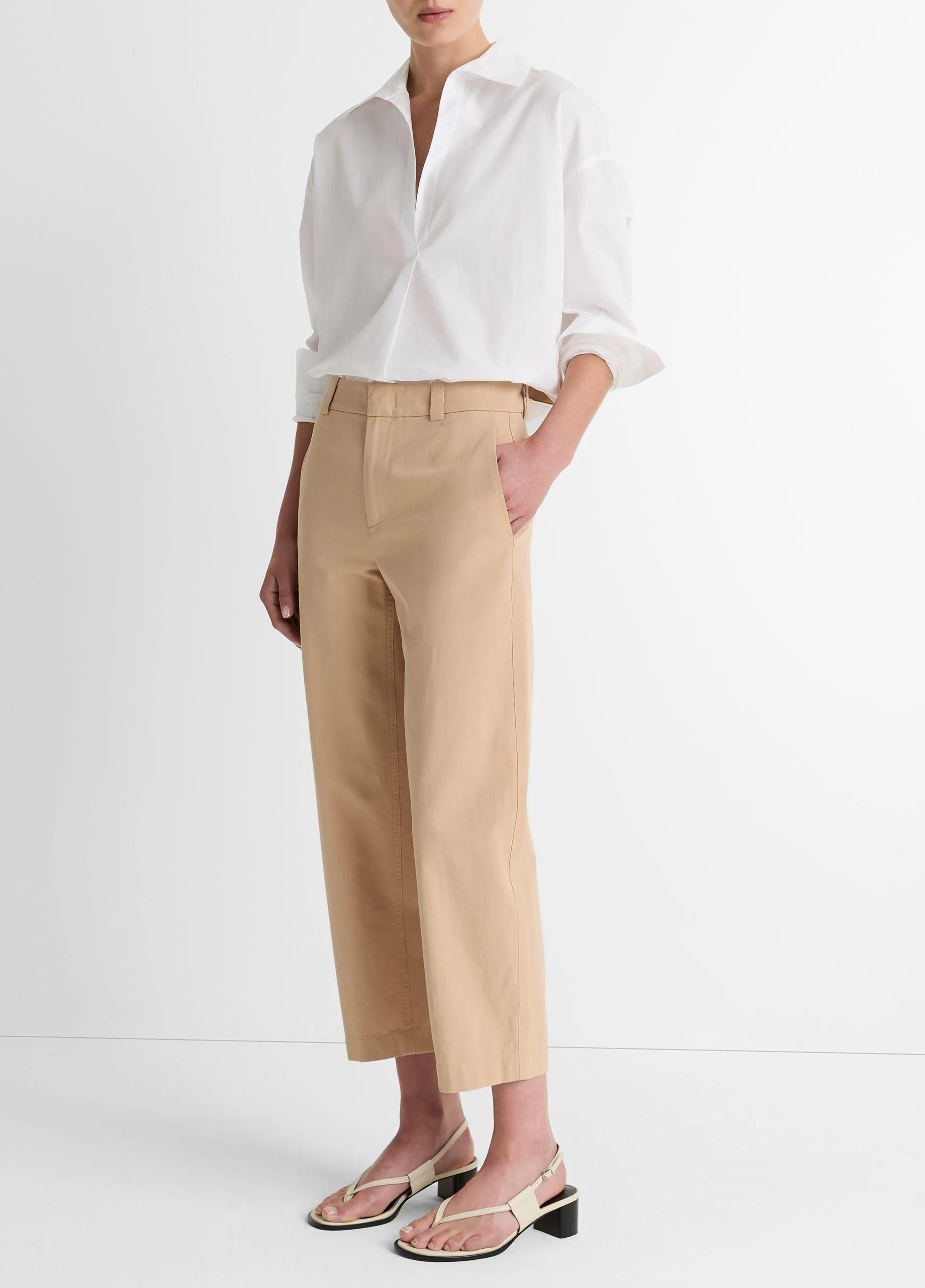 Low-Rise Washed Cotton Crop Pant