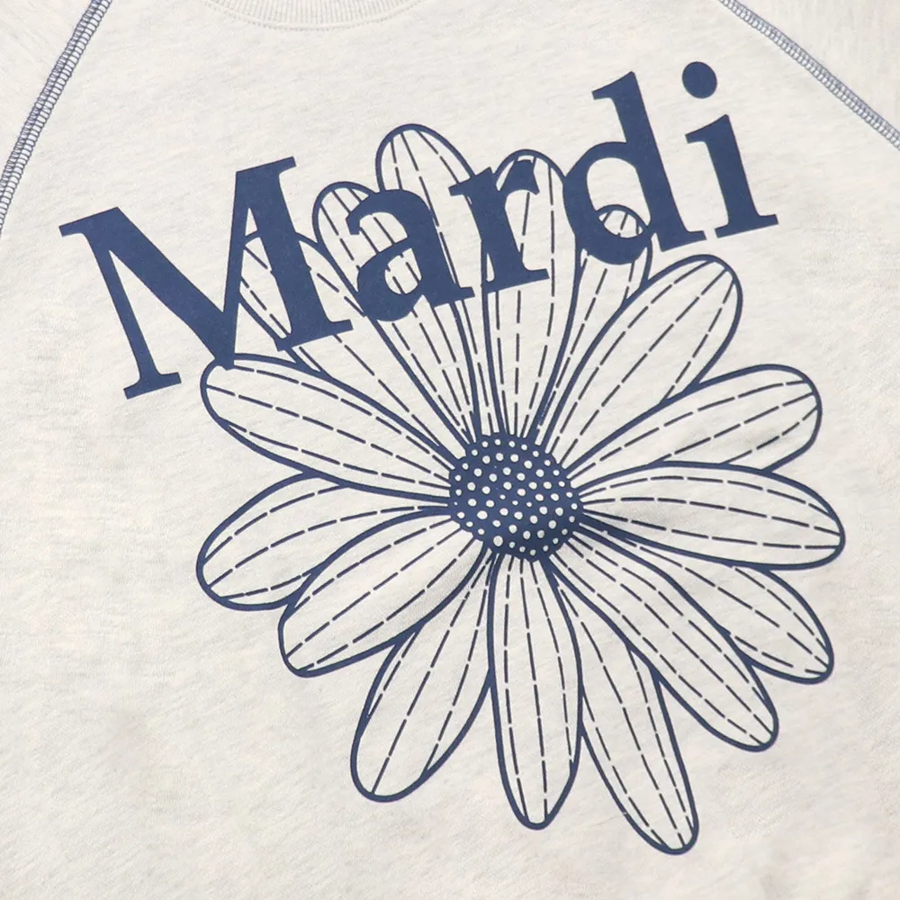 Mardi Mercredi  |Flower Patterns U-Neck Long Sleeves Plain Oversized