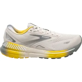 Men's Brooks Adrenaline GTS 23, White Sand/Grey/Cyber Yellow, 8 D Medium