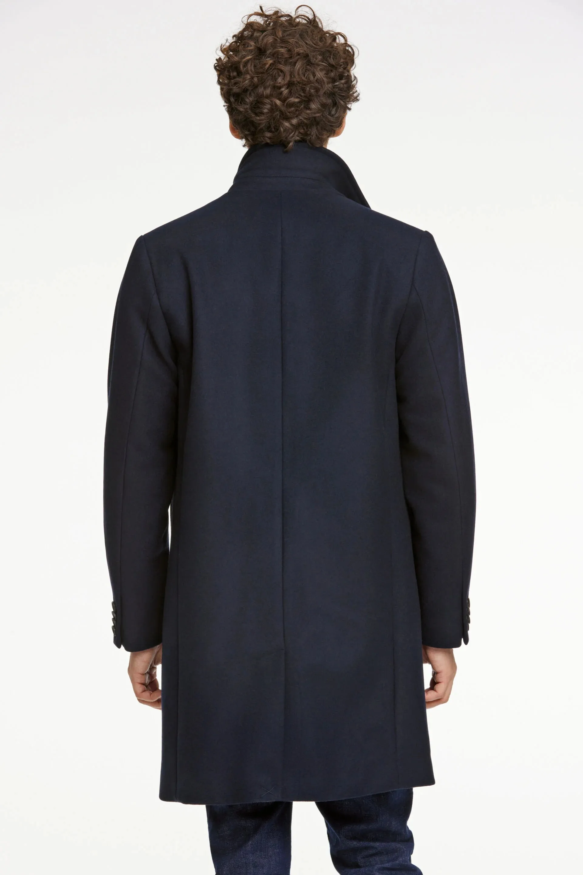 Mens Classic Wool Coat with Gilet Navy