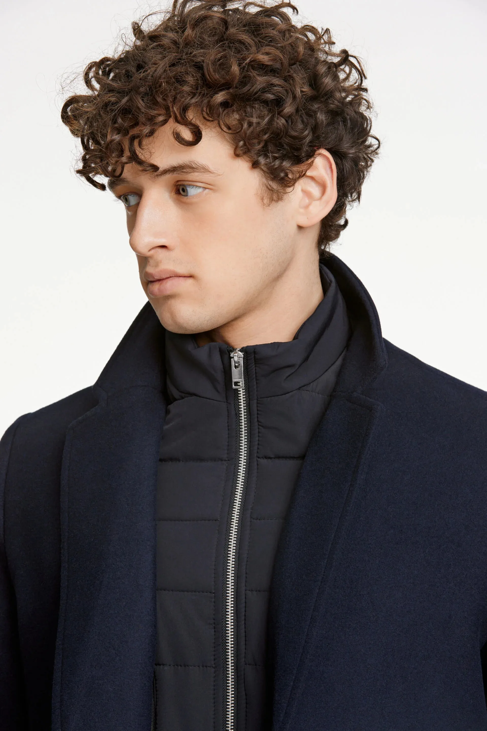 Mens Classic Wool Coat with Gilet Navy