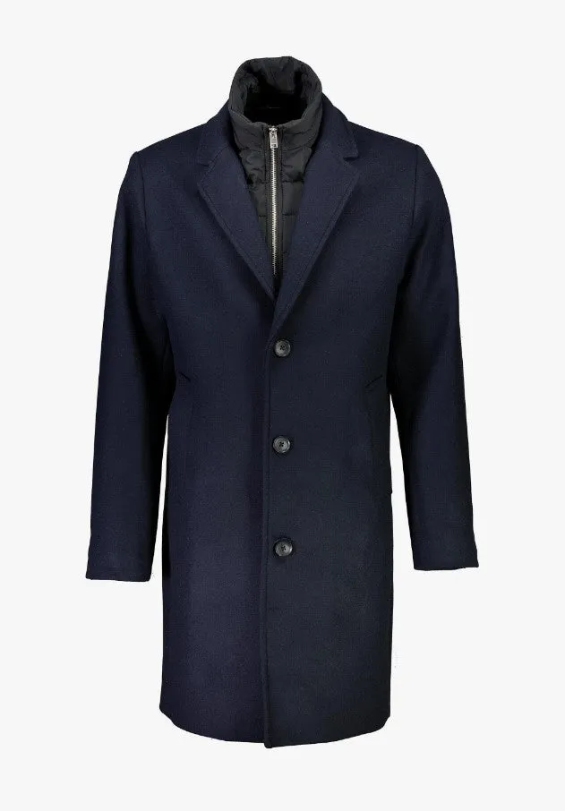 Mens Classic Wool Coat with Gilet Navy