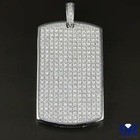 Men's Diamond Dog Tag Pendants In 10K White Gold