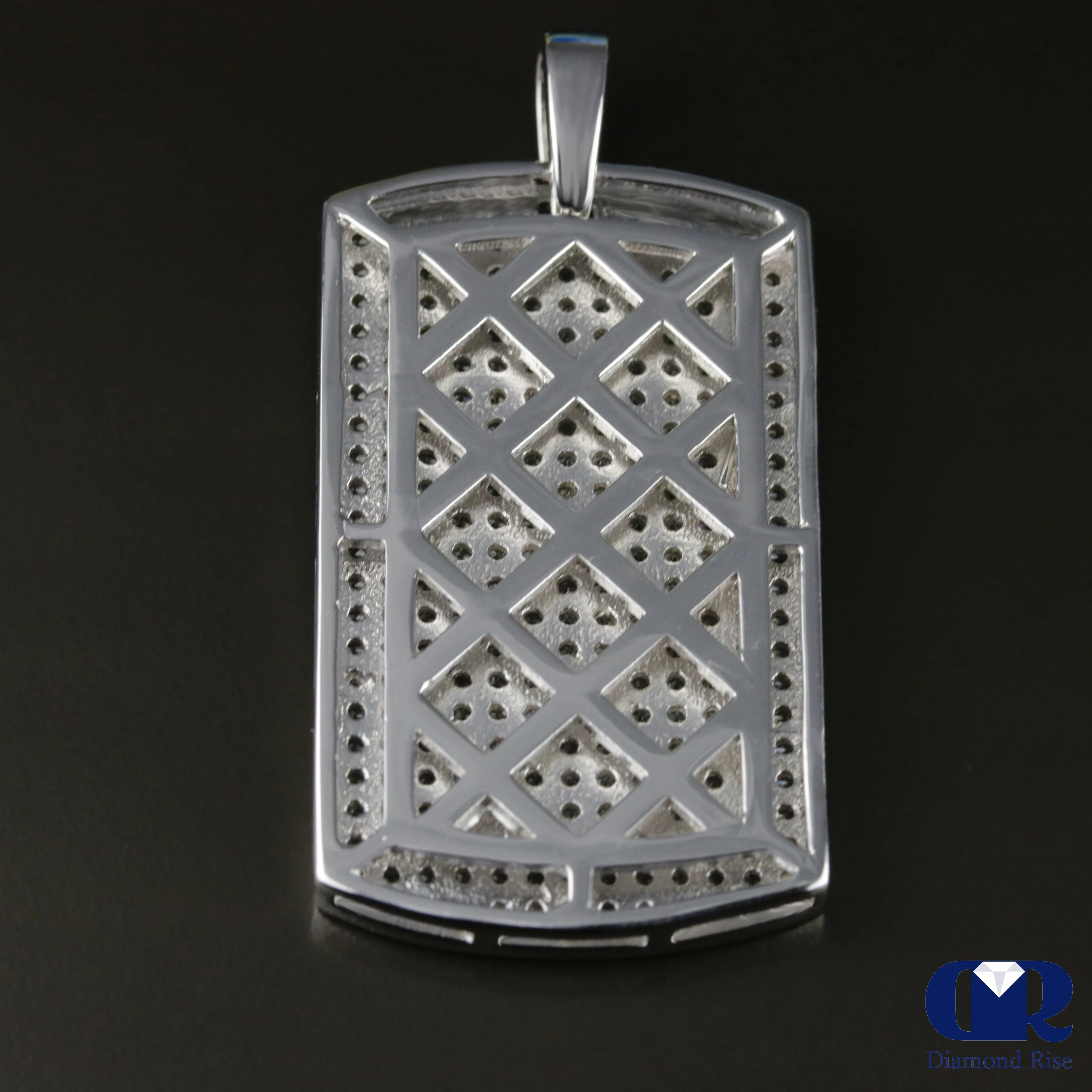 Men's Diamond Dog Tag Pendants In 10K White Gold