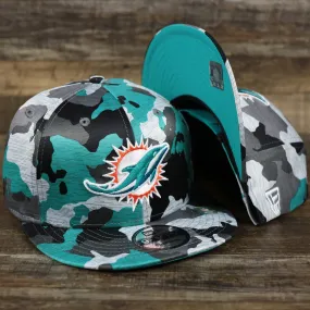 Miami Dolphins NFL OnField Summer Training 2022 Camo 9Fifty Snapback | Turquoise Camo 9Fifty