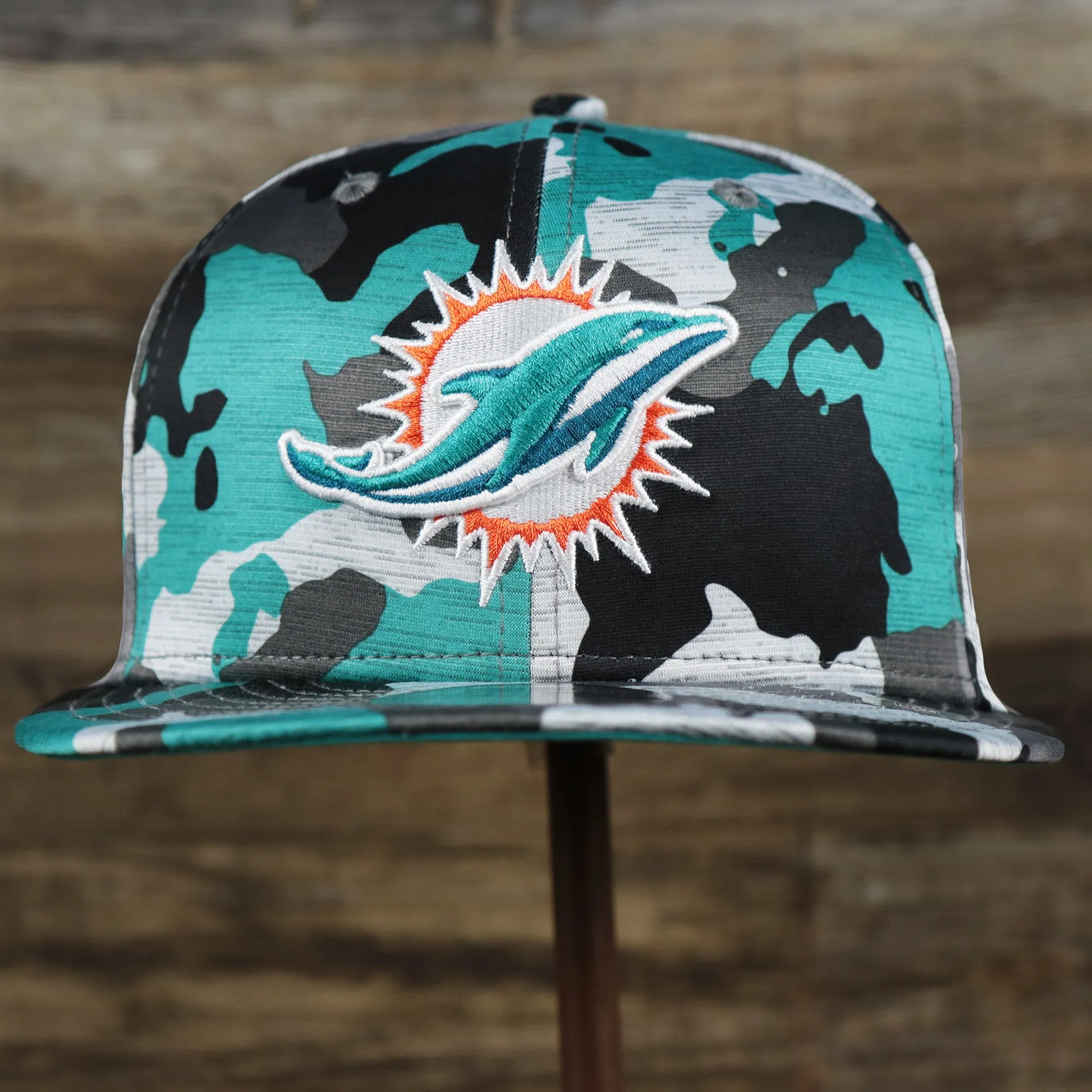 Miami Dolphins NFL OnField Summer Training 2022 Camo 9Fifty Snapback | Turquoise Camo 9Fifty