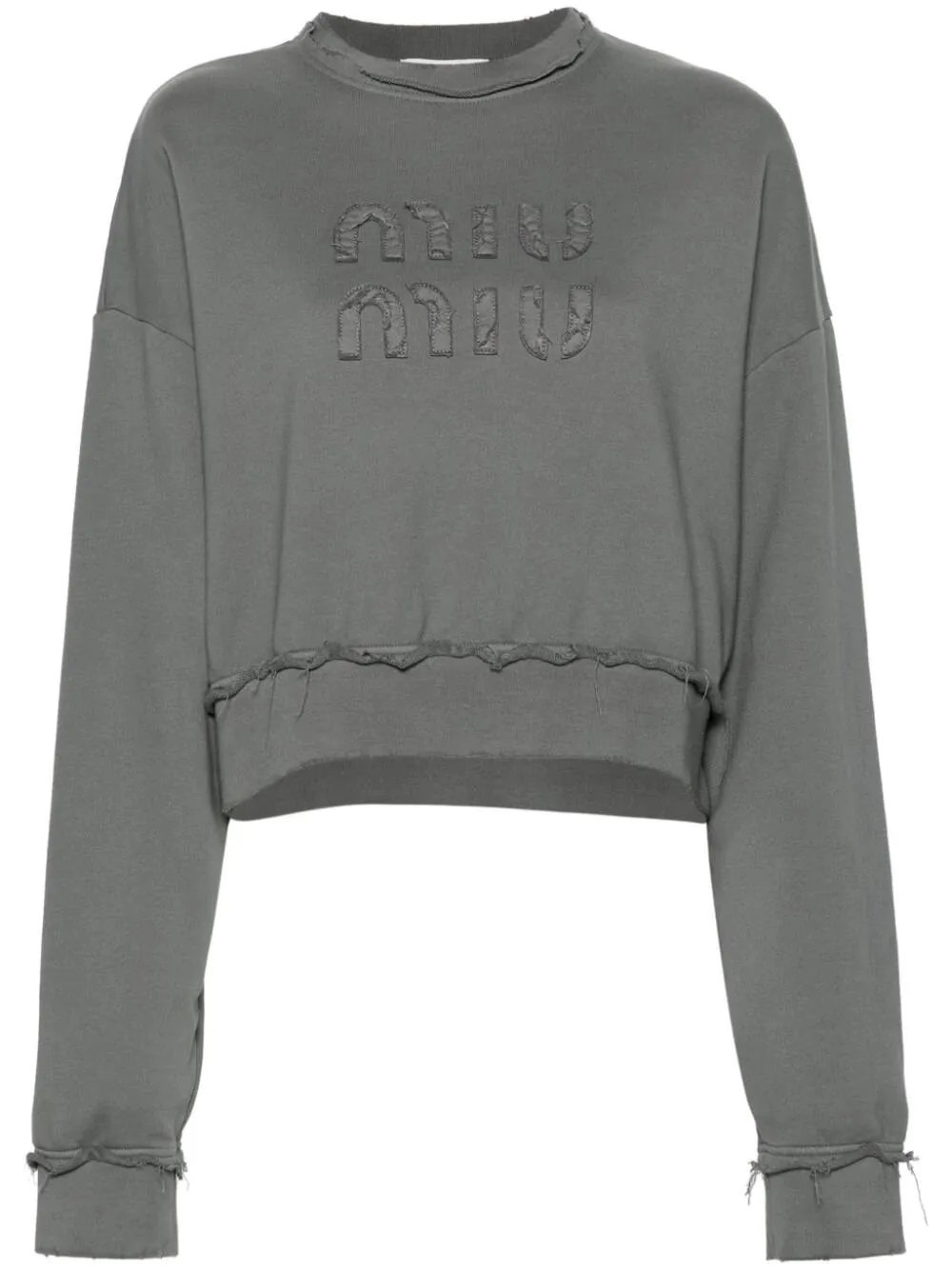 MiuMiu  |Crew Neck Street Style Long Sleeves Plain Cotton Logo