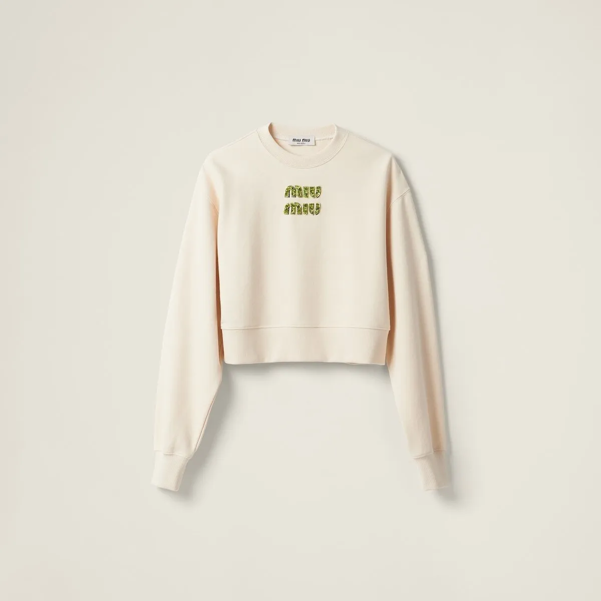 MiuMiu  |Crew Neck Unisex Street Style Long Sleeves Plain Cotton Logo