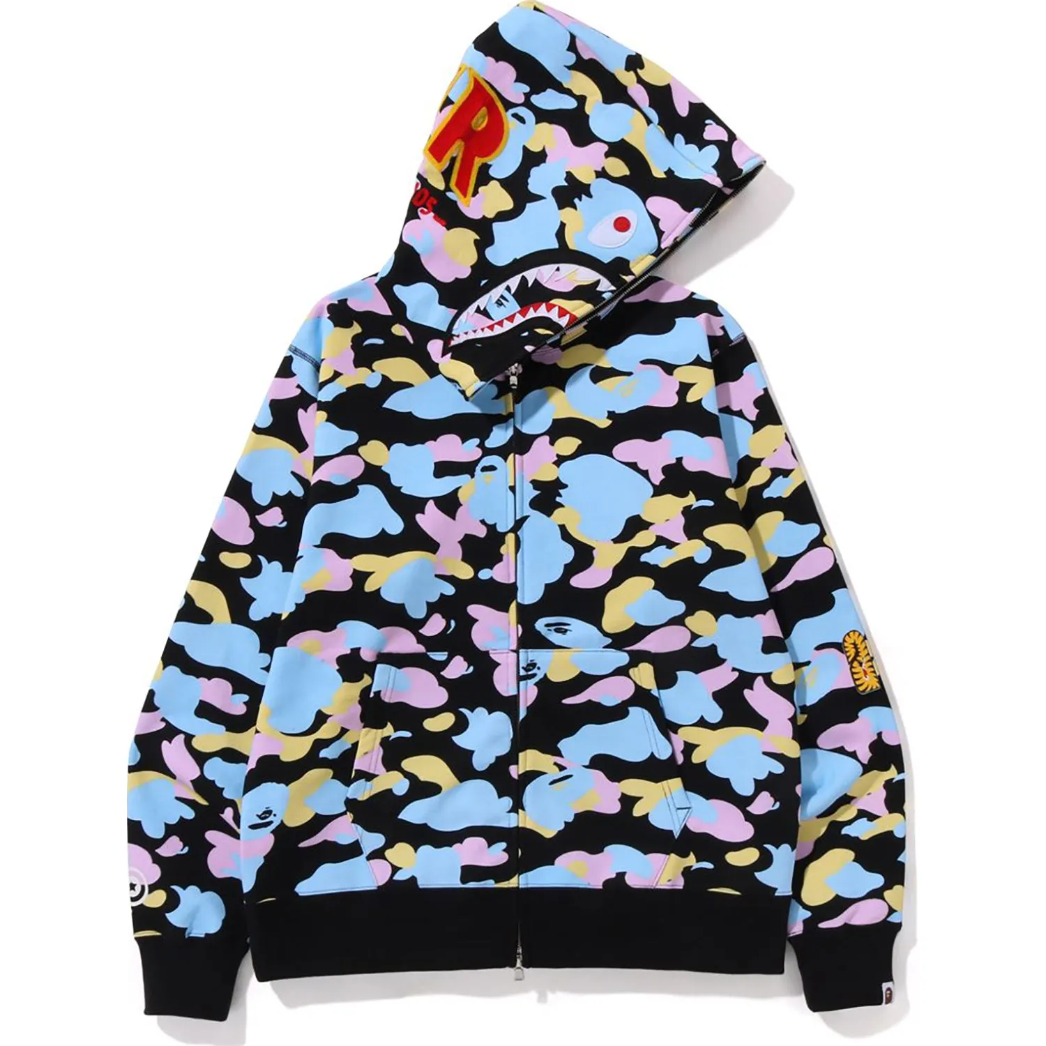 NEW MULTI CAMO 2ND SHARK FULL ZIP HOODIE MENS