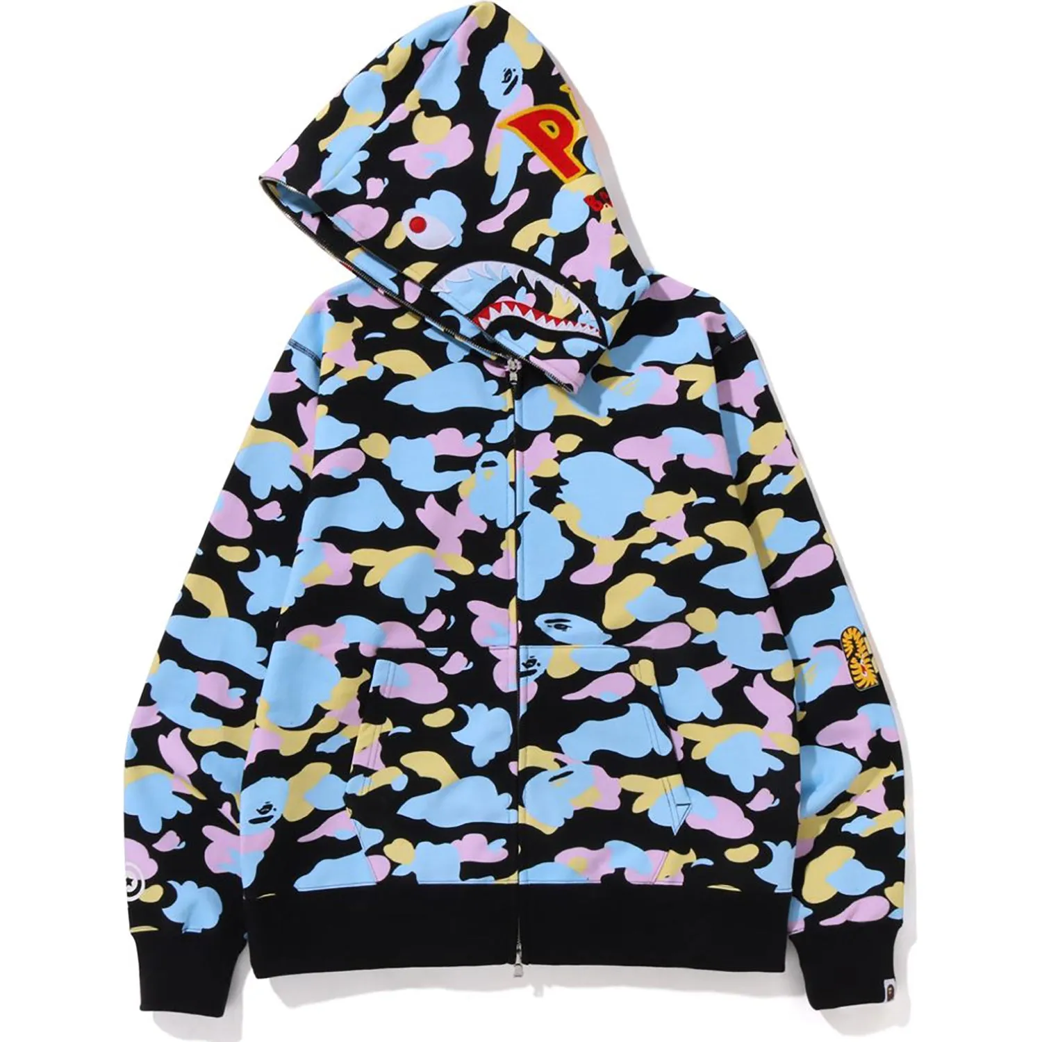 NEW MULTI CAMO 2ND SHARK FULL ZIP HOODIE MENS