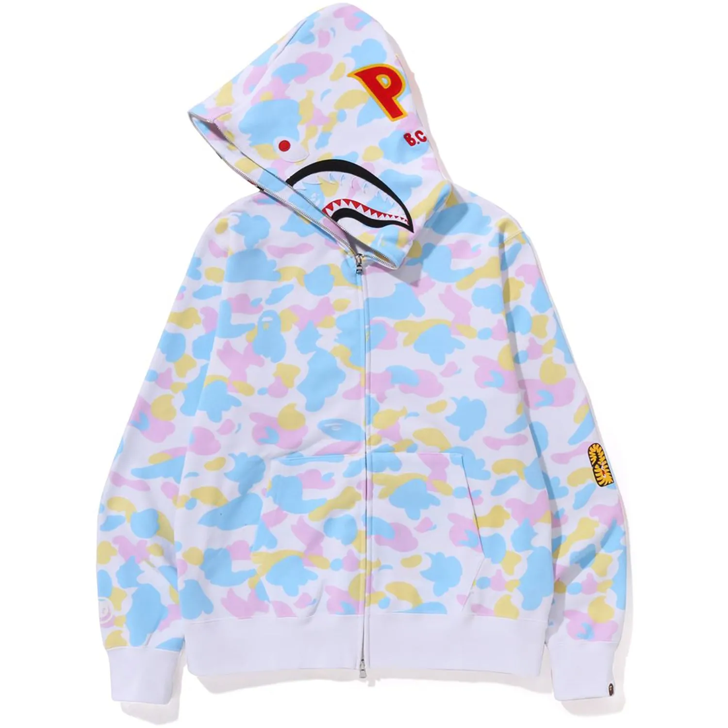 NEW MULTI CAMO 2ND SHARK FULL ZIP HOODIE MENS