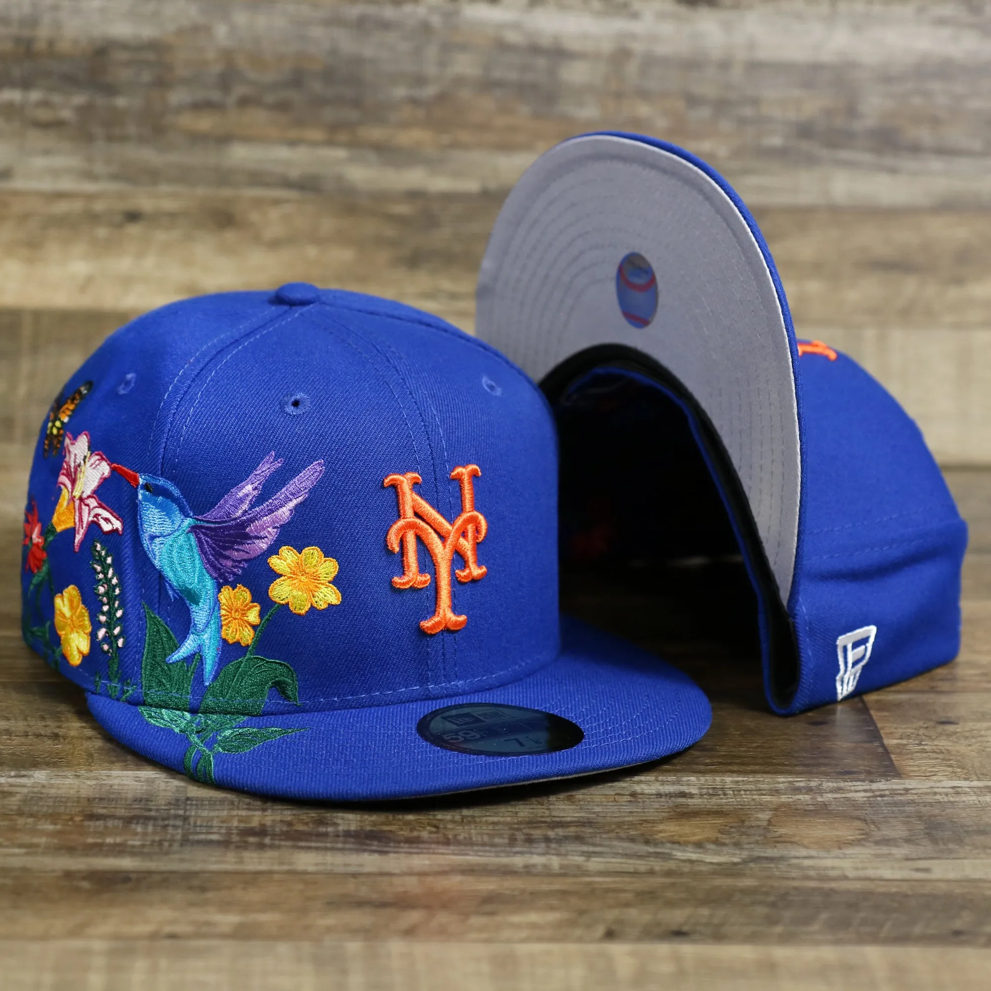 New York Mets Gray Bottom Bloom Spring Embroidery 59Fifty Fitted Cap | Royal Blue 59Fifty Cap