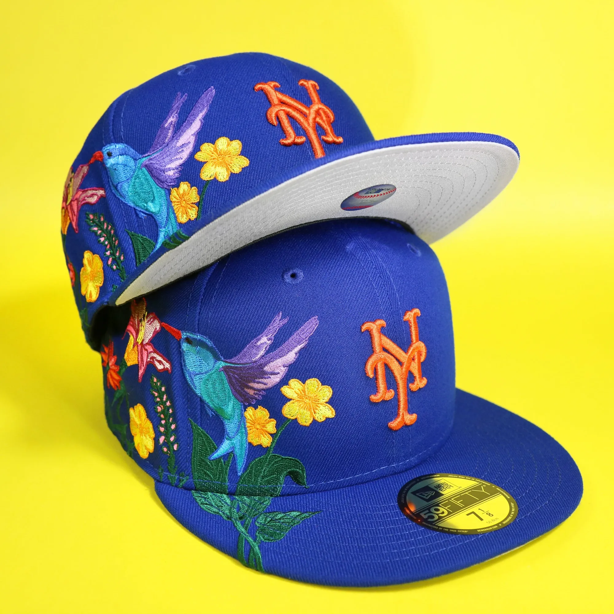 New York Mets Gray Bottom Bloom Spring Embroidery 59Fifty Fitted Cap | Royal Blue 59Fifty Cap