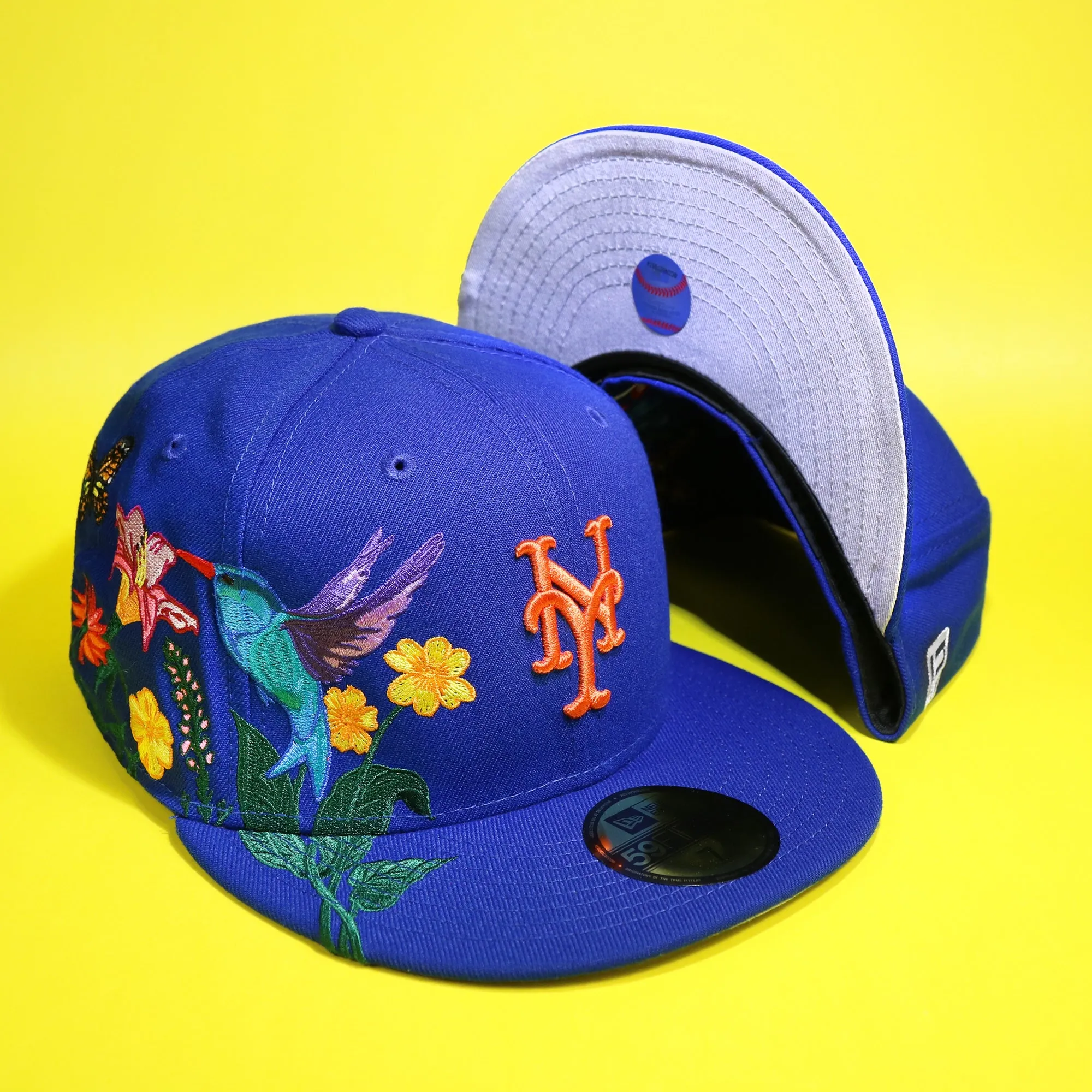 New York Mets Gray Bottom Bloom Spring Embroidery 59Fifty Fitted Cap | Royal Blue 59Fifty Cap