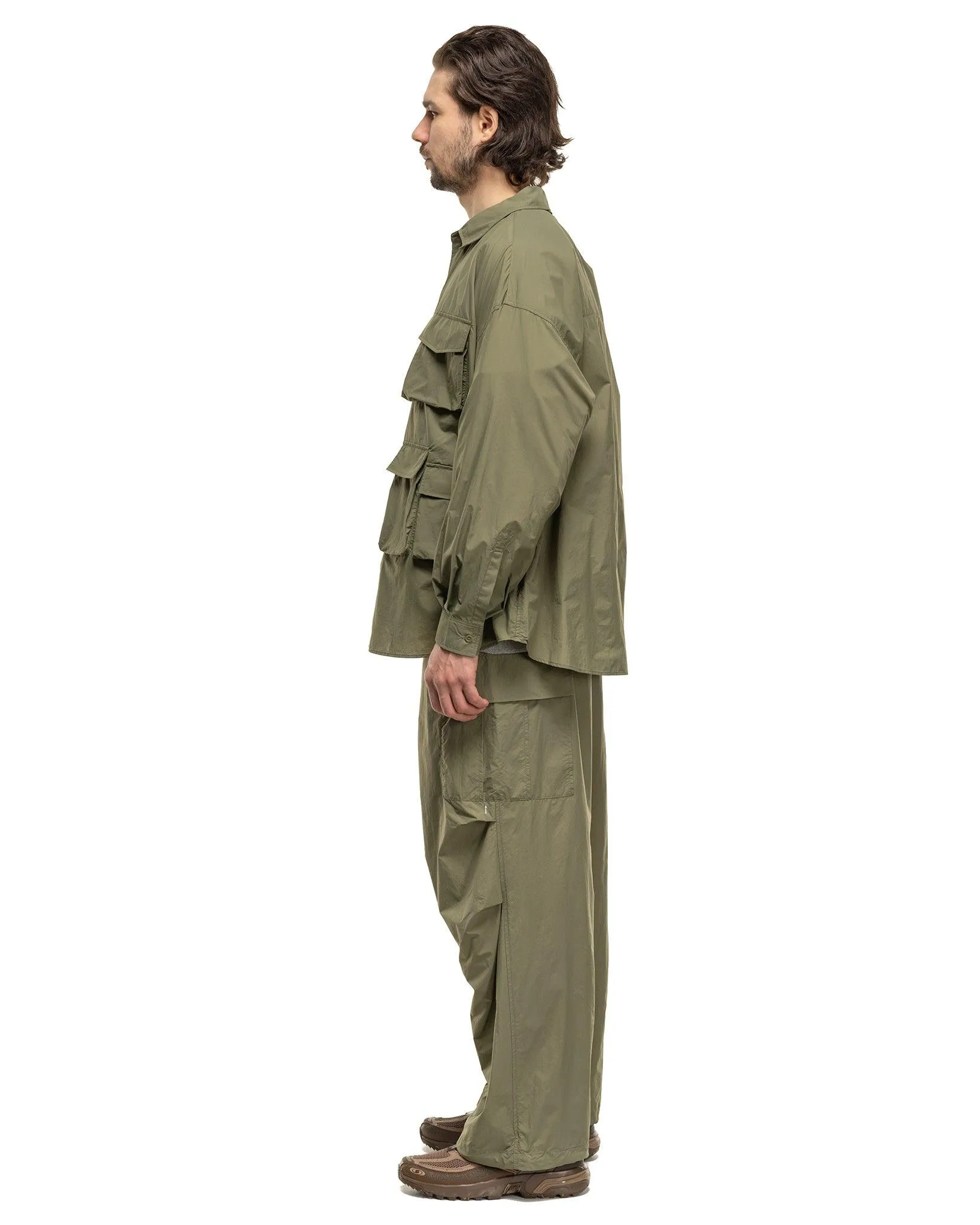 Nylon Taffeta Upward Cargo Pocket Pants Khaki