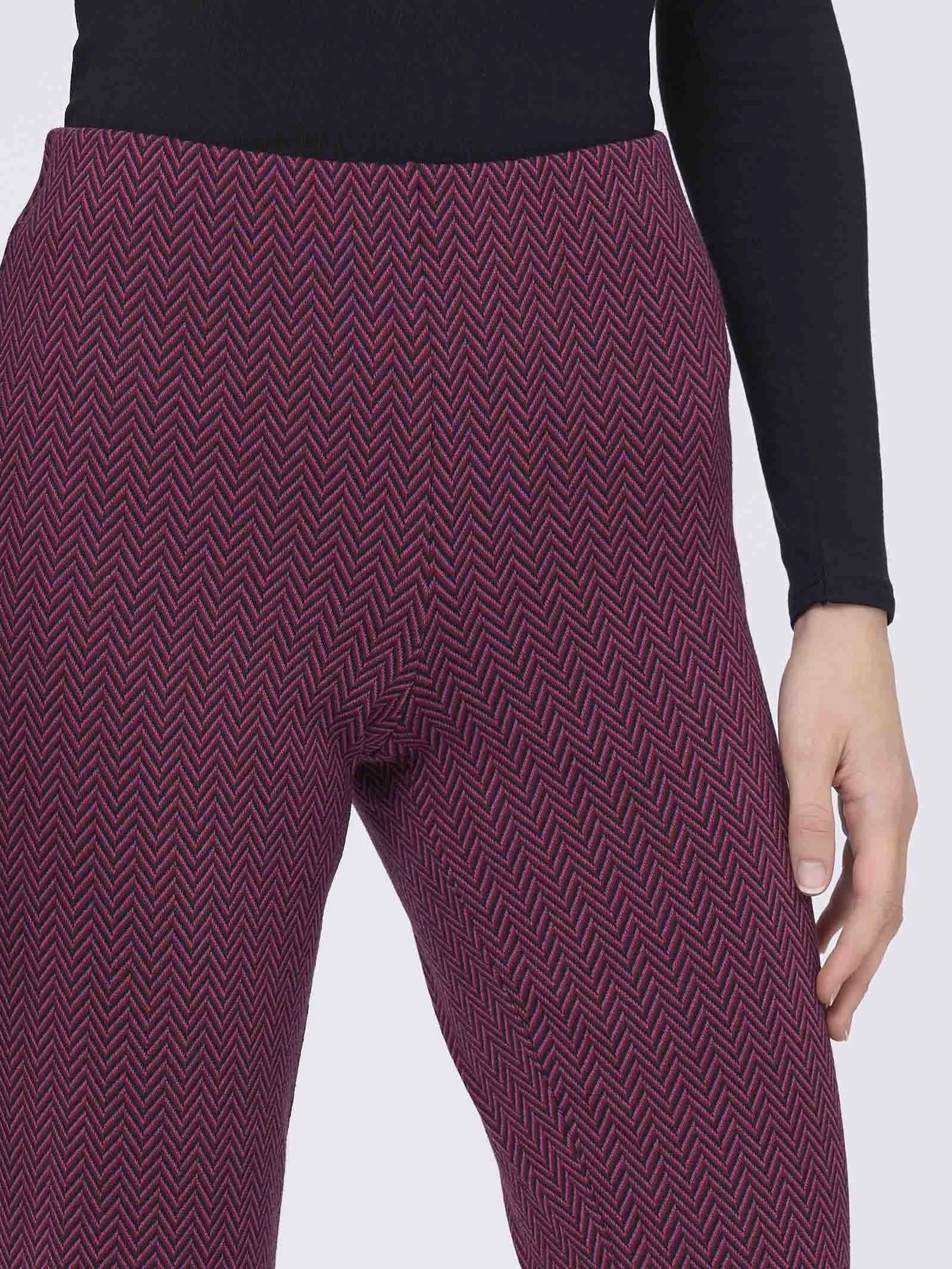 Pantalone a sigaretta in tessuto Eco Jacquard - Fant. Tibetan Red