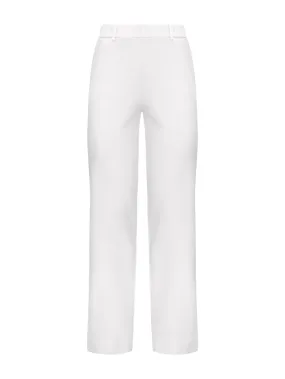 Pantalone dritto con tasche in Compact Light - Bianco