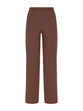 Pantalone dritto con tasche in Compact Light - Cappuccino