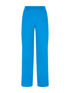 Pantalone dritto con tasche in Compact Light - Ibiza Blue