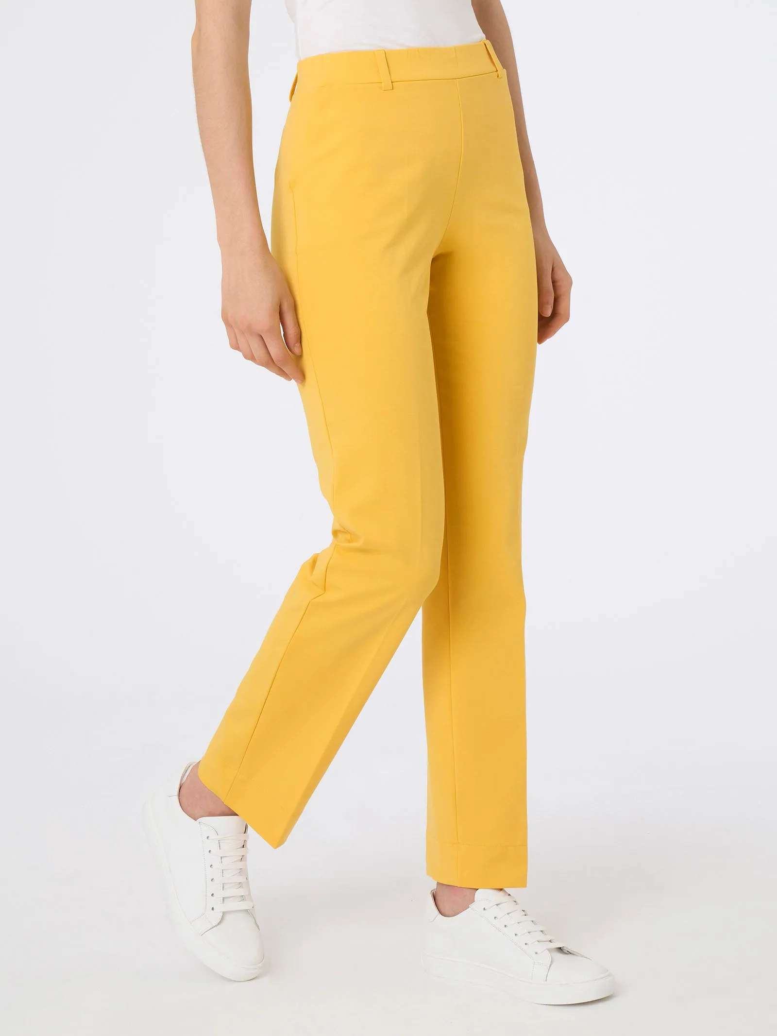 Pantalone dritto con tasche in Compact Light - Mimosa