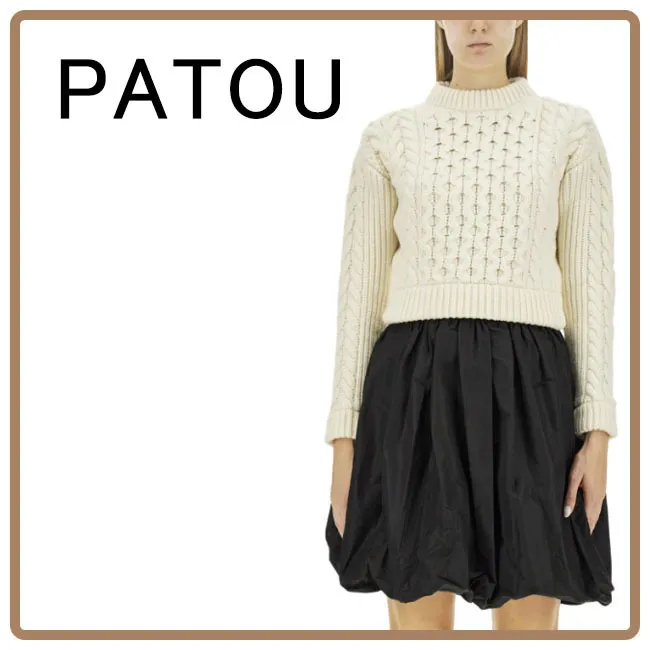 PATOU  |Crew Neck Casual Style Long Sleeves Plain Office Style