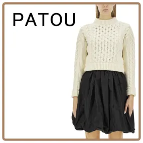 PATOU  |Crew Neck Casual Style Long Sleeves Plain Office Style