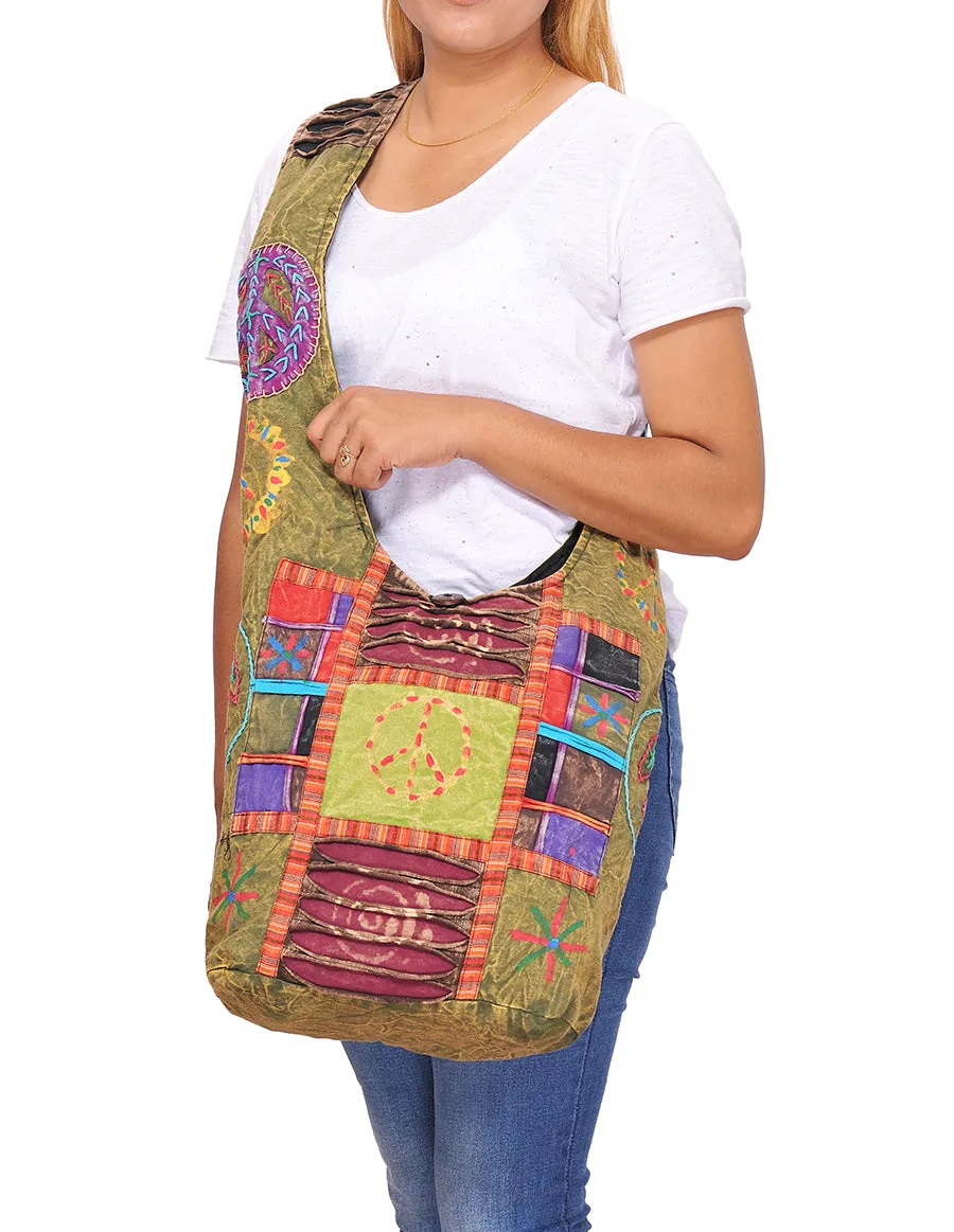 Peace & Ribs Cotton Hobo Bag