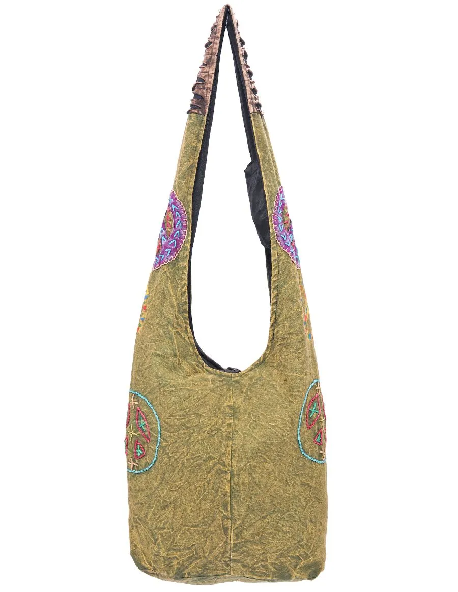 Peace & Ribs Cotton Hobo Bag