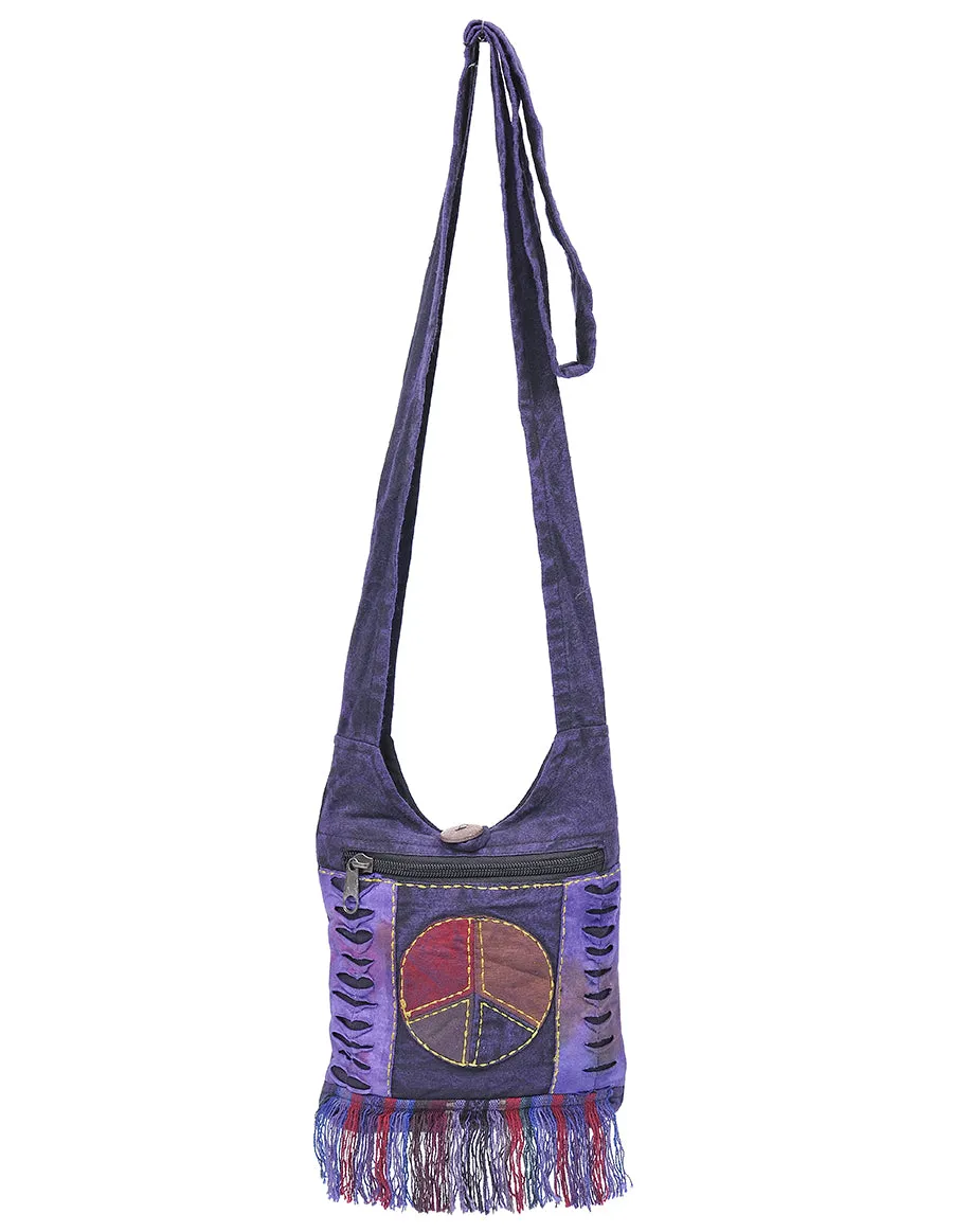 Peace Patched Cotton Mini Hobo Bag