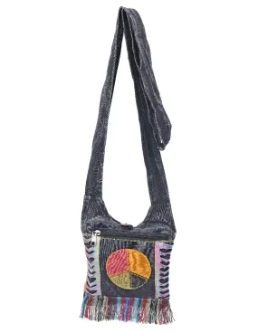 Peace Patched Cotton Mini Hobo Bag