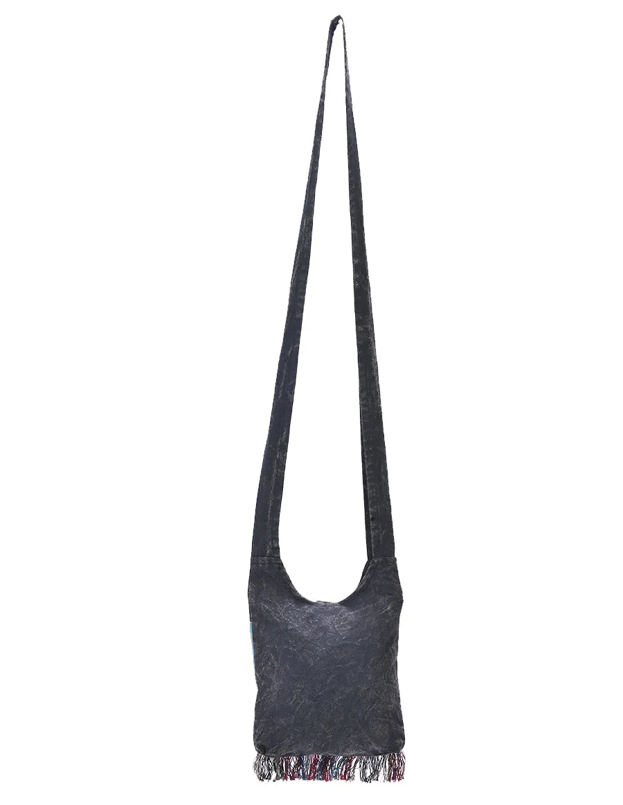 Peace Patched Cotton Mini Hobo Bag