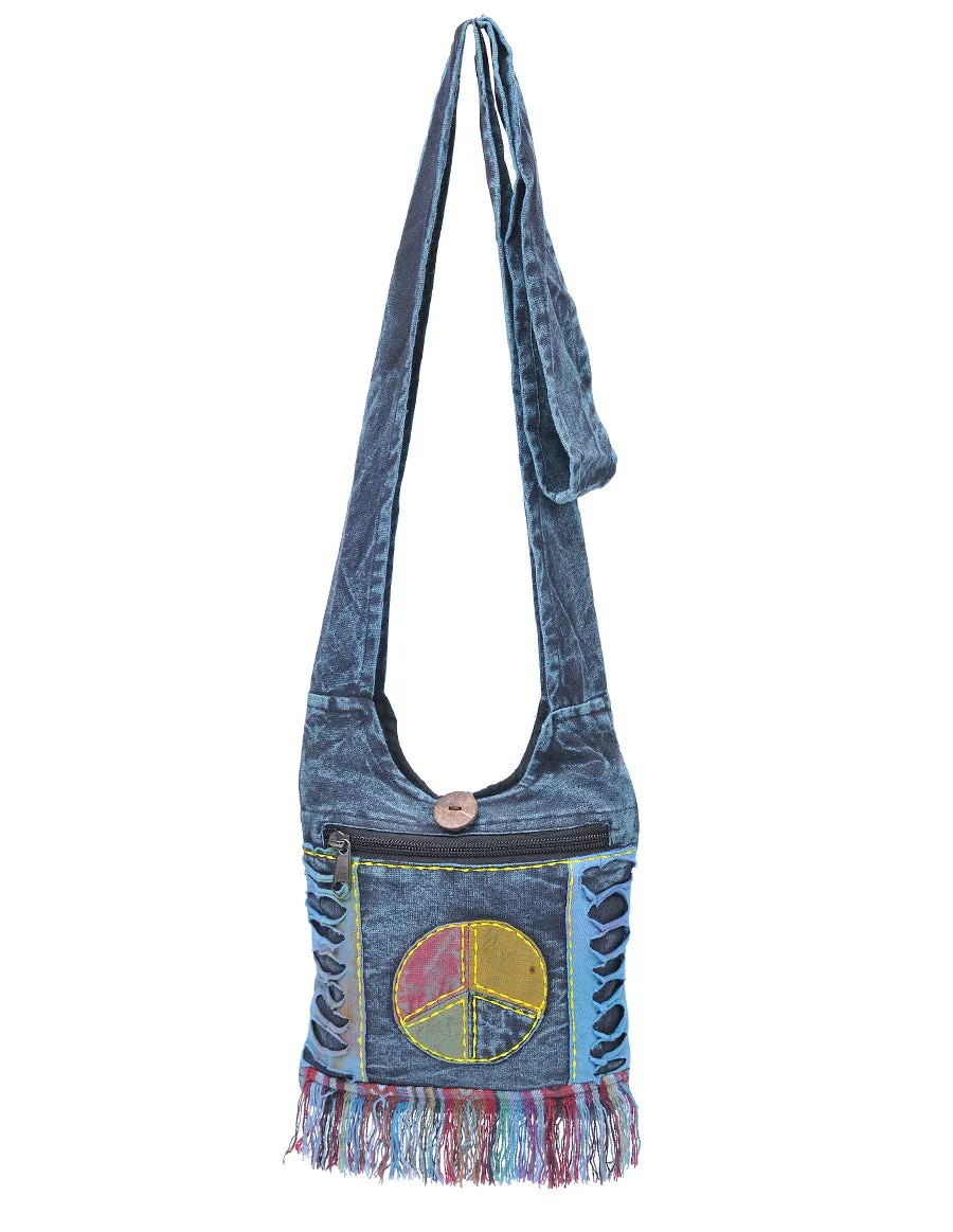 Peace Patched Cotton Mini Hobo Bag